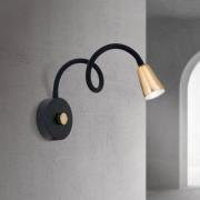 Vegglampe Dotty, messingfarget, fleksibel arm, dimmer, GU10