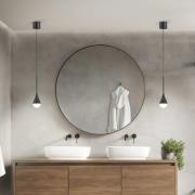 Helestra LED-pendellampe DUC, svart, IP44, Ø 7 cm