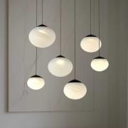 Lucande LED-hengelampe Tivar, 6 lyskilder, svart/hvit, glass