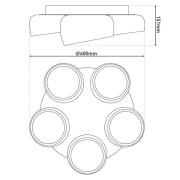 LED-taklampe Eliora, 5 lyskilder, hvit, CCT, fjernkontroll
