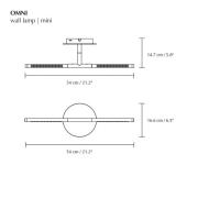 UMAGE LED-vegglampe Omni, messingfarget, bredde 54 cm, 2 lyskilder