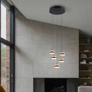 LED-pendellampe Dios, nikkelfarget, Ø 45 cm, CCT, 5 lyskilder