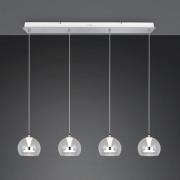 LED-hengelampe Flynt, lengde 97 cm kromfarget metall 4 lyskilder