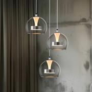 LED-hengelampe Flynt, Ø 42 cm kromfarget, metall CCT 3 lyskilder