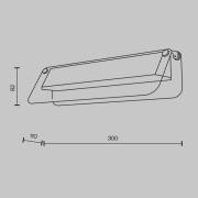 LED-vegglampe FLAT, rav/messing, bredde 30 cm, glass/metall
