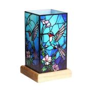 LED-bordlampe Art Light Kolibri, tresokkel, akryl, fargerik