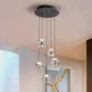 LED-hengelampe Zaira, Ø 33 cm, svart/gullfarget, 5 lyskilder