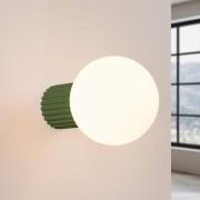 Vegglampe ORBI, olivengrønn, glass/metall, Ø 12 cm, IP44, G9