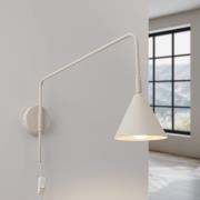 Vegglampe LYS, beige, Ø 14 cm, metall, stikkontakt, E14