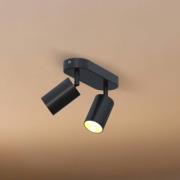 Calex GU10 downlight, svart, lengde 21 cm, 2 lyskilder, metall