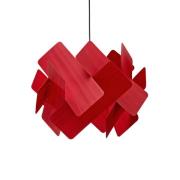 LZF pendellampe Escape, rød/nikkel, Ø 30 cm, tre