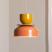 Hengelampe Uto, korall/gul, Ø 30 cm, metall