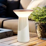 LED-batteridrevet bordlampe Pilia, brun/lysegrå, høyde 24 cm, IP44