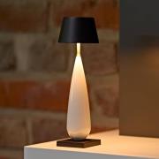 LED-batteridrevet bordlampe Thala, hvit/svart, IP65, 24 cm