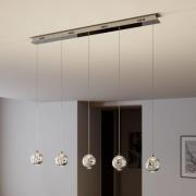 Lucande LED-pendellampe Hayley, 96 cm, 5 lyskilder, krom, glass
