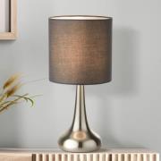 Bordlampe Neraiah, grå/sølv, tekstil, 34 cm, dimbar
