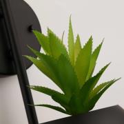 Vegglampe Makarius, svart/hvit, glass, planteampel