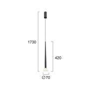 LED-hengelampe Rina, svart/klar, Ø 7 cm, metall/akryl