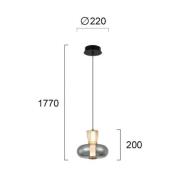 LED-hengelampe Sire, Ø 22 cm, røykgrå/bronse, metall/glass