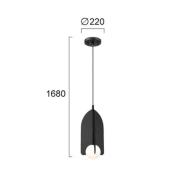 Hengelampe Fedora, Ø 22 cm, svart, metall/glass