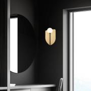 Vegglampe Fedora, høyde 37 cm, gullfarget, metall/glass