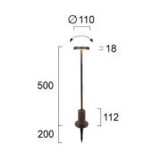 LED-sokkellampe Tango rustbrun, høyde 50 cm metall, jordspyd