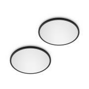 Philips LED SuperSlim 2-pak svart IP44 Ø 25 cm 2700 K