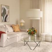 Globen Lighting hengelampe Noah Bouclé, Ø 70 cm, hvit