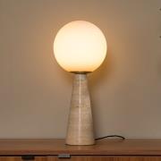 Bordlampe Evin, kremfarget, høyde 46 cm, stein/glass