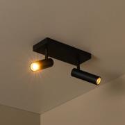 Downlight Grado, lengde 25 cm, svart, metall, 2 lyskilder