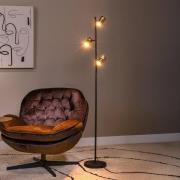 Gulvlampe Upton, høyde 154 cm, svart/røykgrå, 3 lyskilder