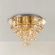 Taklampe London, Ø 38 cm, 3 lyskilder, gullfarget, akrylglas