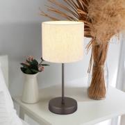 Bordlampe Thea, krem/matt svart, lin, høyde 37 cm