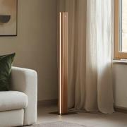 Lucande LED-gulvlampe Lieske, svart, eik, dimbar