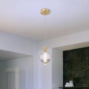 LED-hengelampe PALMAS, gull/røykgrå, Ø 15 cm, 1 lyskilde, glass