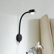 Lindby vegglampe Jyla, matt svart, GX53, fleksibel arm, støpsel