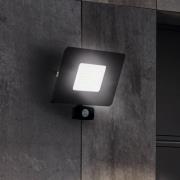 Utendørs LED-spot Faedo 3 med sensor, svart, 50 W