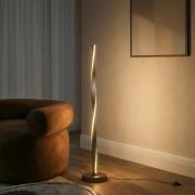 Lindby LED-gulvlampe Jaren, svart/brun, 114 cm, CCT