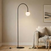Gulvlampe Nova, glass/metall, svart/hvit, høyde 155 cm