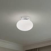 Taklampe Ufo, krom/hvit, Ø 18 cm, glass, G9