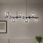 Hengelampe Rumba, svart/røykgrå, glass/metall, 10 lyskilder