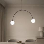 Hengelampe Nova, glass/metall, svart/hvit, 2 lyskilder