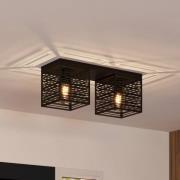 Taklampe Piedritas, to svarte, firkantede skjermer