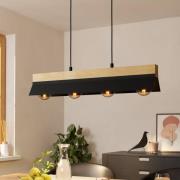 Hengelampe Tarrafo svart, naturlig tre, 4-lamper