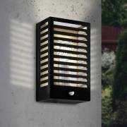 Utendørs vegglampe Alamonte 3, svart, med sensor