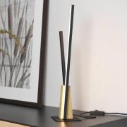 Panagria LED-bordlampe, svart med detaljer i tre