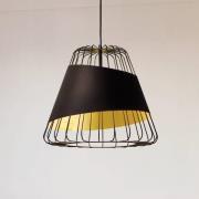 Austell pendellampe, Ø 43 cm, svart/gull, metall, stoff