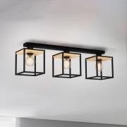Libertad taklampe, lengde 86 cm, svart/tre, 3 lyskilder.