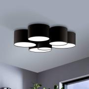 Taklampe Pastore 2, Ø 99 cm, svart, 6 lyskilder, stoff