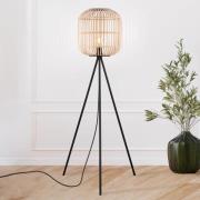 Gulvlampe Bordesley trebein med treskjerm